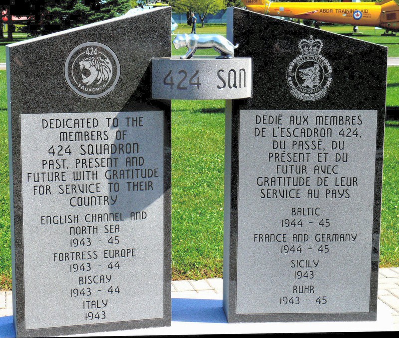 RCAF 424 squadron memorial -- bombers, transport, search and rescue