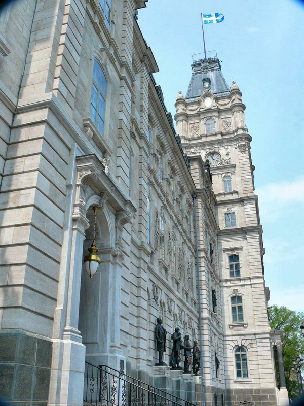 The National Assembly, Quebec's Provincial Legislature, stands just outside the walls.