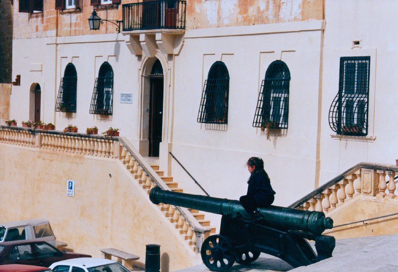 A canon still guards the side entrance.