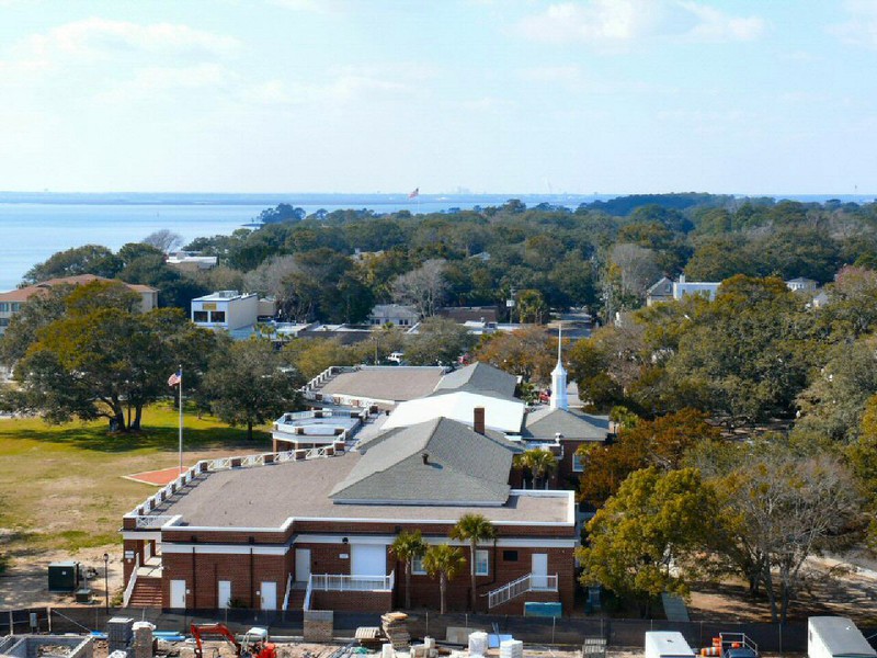view from the top of the lighthouse in mid-February