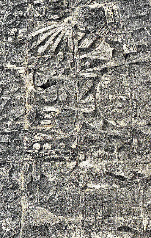 wall carvings at the ball court