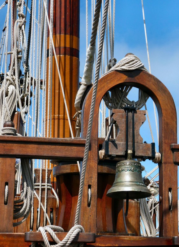 the ship's bell on the quarterdeck, which is called the 'fantail' in the USN