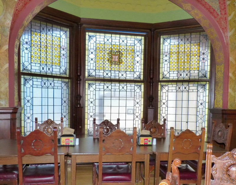 the head table where Flagler 'reigned' and 6 of its 79 Tiffany windows