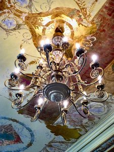 one of the dining room chandeliers