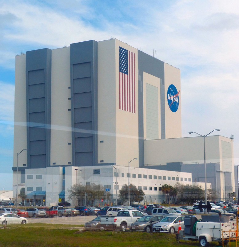 The Vehicle Assembly Building (VAB), 526 feet high covering 8 acres (3 ha) is where rockets are readied for launching in spotless surroundings.