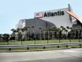 The Atlantis display building,seen from the highway, is the departure point for buses touring the grounds.