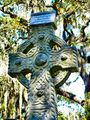 Nine feet tall Irish cross, inscribed '“To all Americans of Irish descent -  Erin Go Bragh”