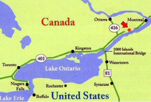 UCV is located on highway 401, about 95 miles (150 km) west of Montreal.