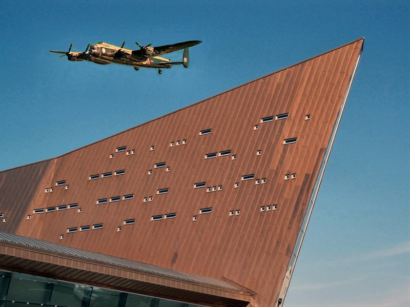 One of the world's only two surviving Lancasters overflies the ''Regeneration Tower''