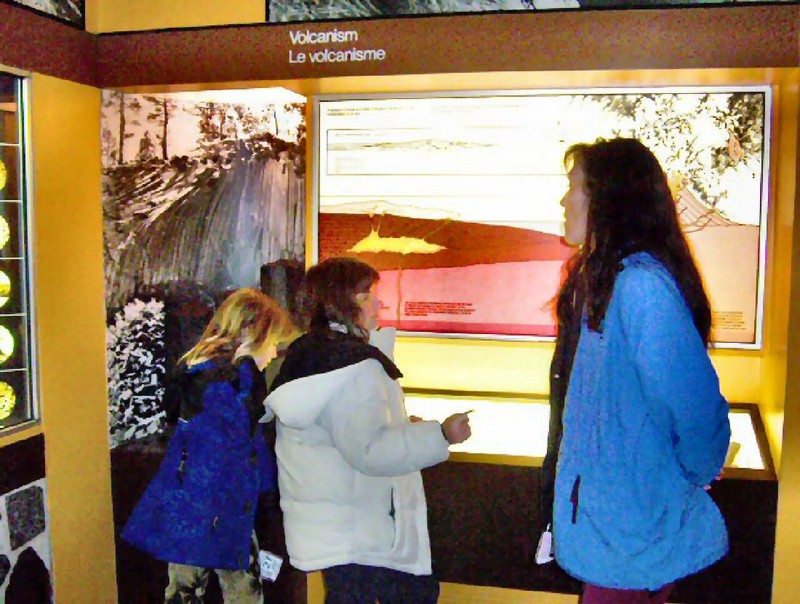grand-daughters Allie and Mandy learning about volcanoes