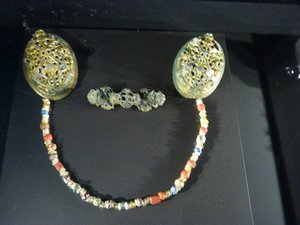 brooches and necklace