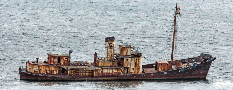Old Whale Chasing vessel rusting away in the Bay
