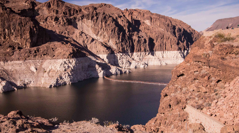 Hoover Dam, water level very low after years of droubht
