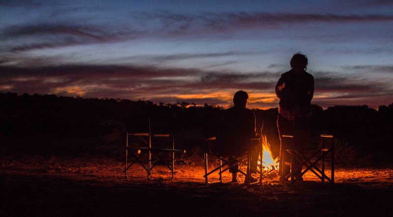 Campfire at sunset