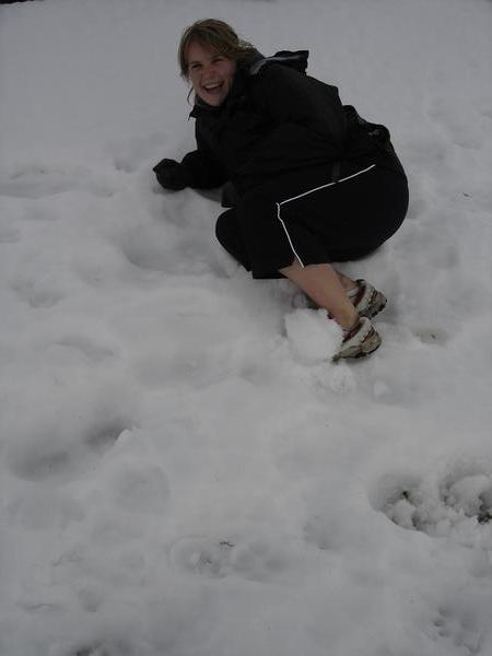 Kim in snow (it was freezing)