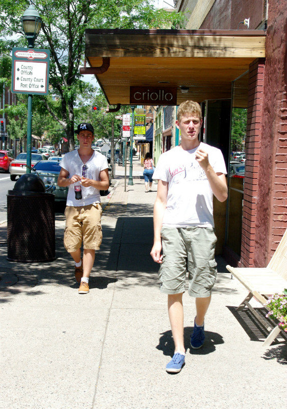 Brothers walking along Flagstaff streets