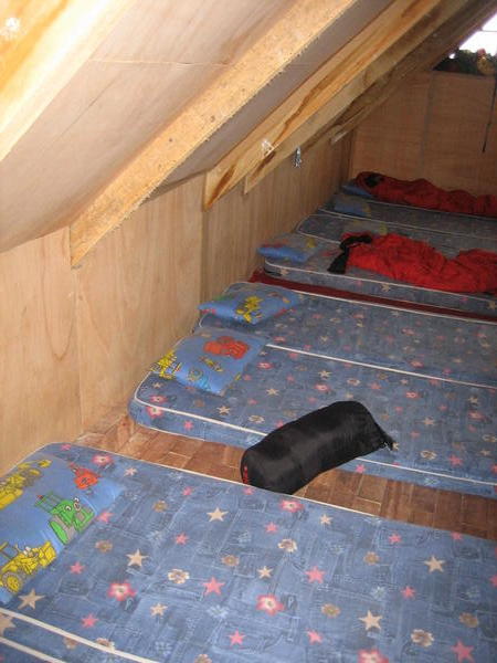 our hut was fully equipped...erm with Bob the Builder pillow cases hee