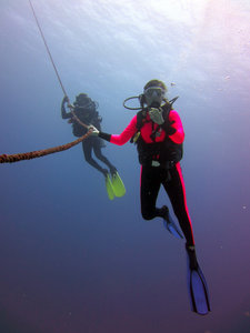 Safety stop - diving off Isla Mujeres
