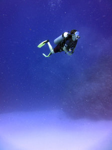 Kate diving off Cozumel