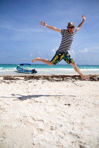Tom having a super time - Tulum beach