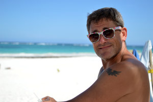 Neil having a simply swell time at Tulum beach