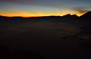 Sunrise begins over Lake Atitlan