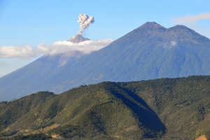 The view of Acatenango and Fuego from the Earthlodge