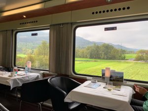 The train dining car, our Orient Express!