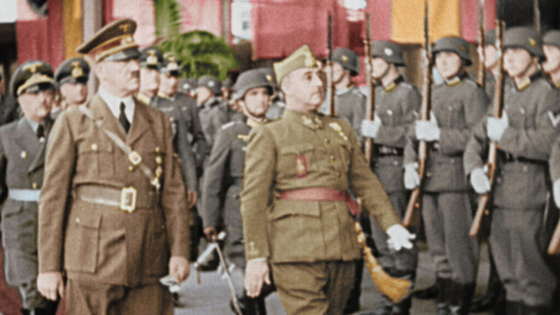 Photo of Franco with Hitler meeting at Hendaya cerca 1940.