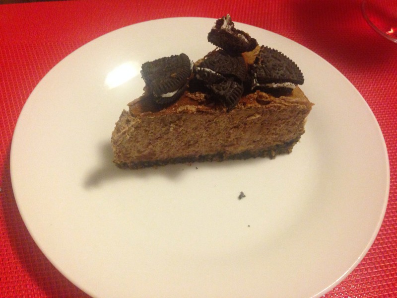 Baked chocolate and Oreo cheesecake