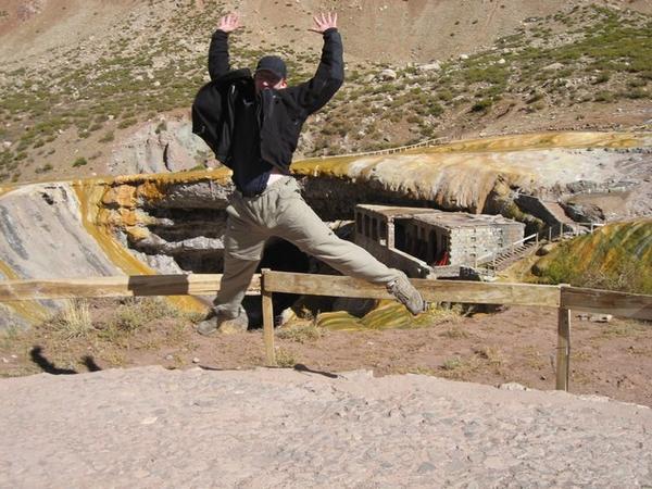 Jumping for joy at Puente del Inca
