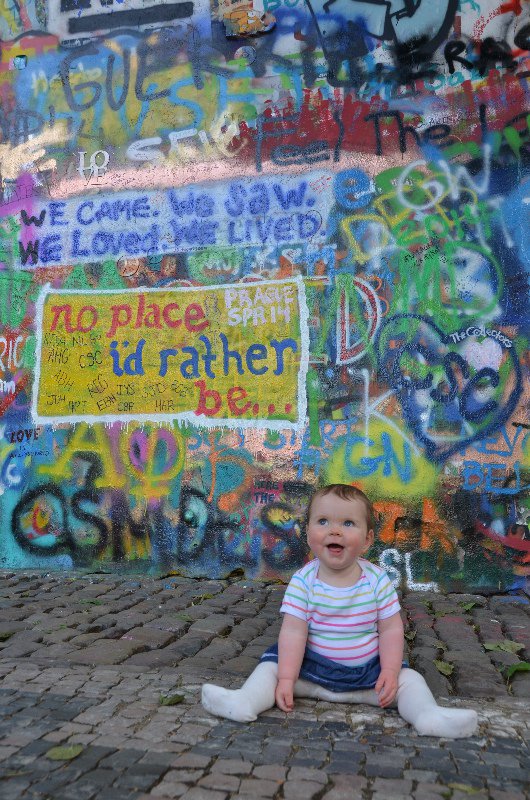 Amy at the John Lennon wall