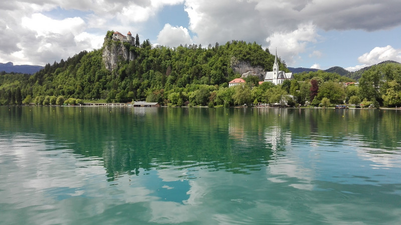 Lake Bled castle and church
