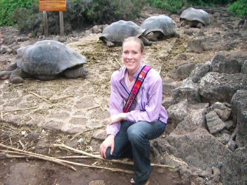 Visiting giant tortoises at a sanctuary