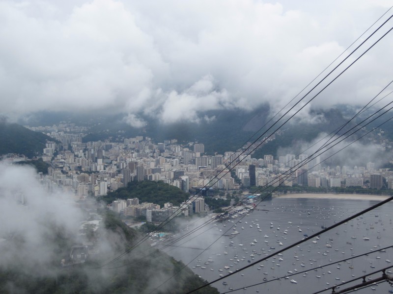 Cloudy day up Sugarloaf Mountain looking down on Rio