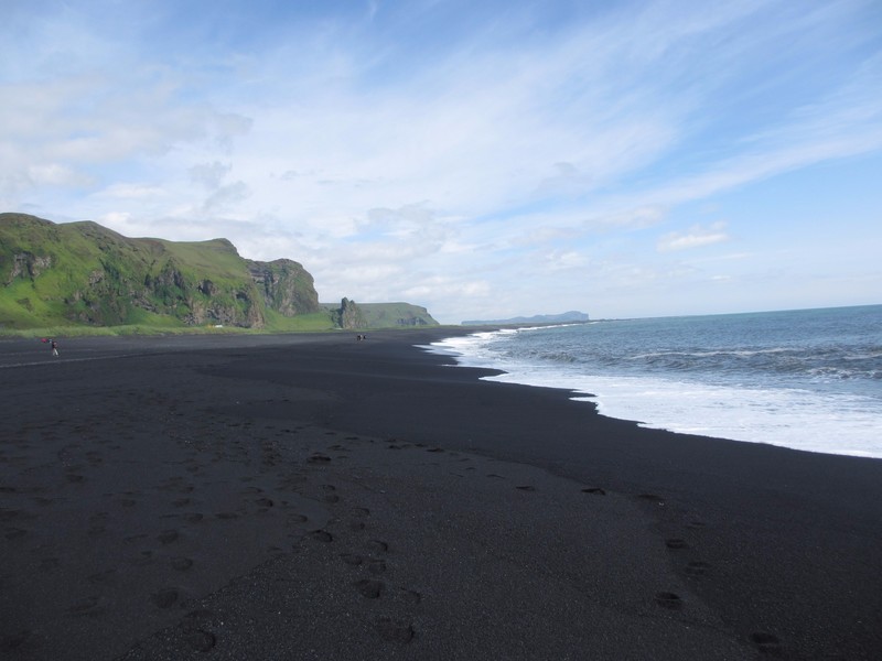 Black sand beach from all the volcanic lava and ash