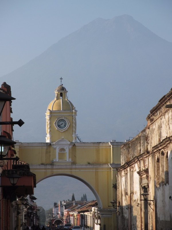 Arch of Santa Catalina with Volcano in background
