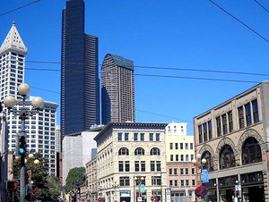 Smith Tower on the left