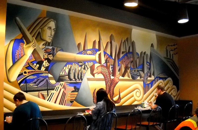 Mural in eatery