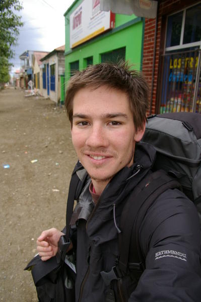 Sleepy eyed and waiting for another early morning bus out of Puerto Natales