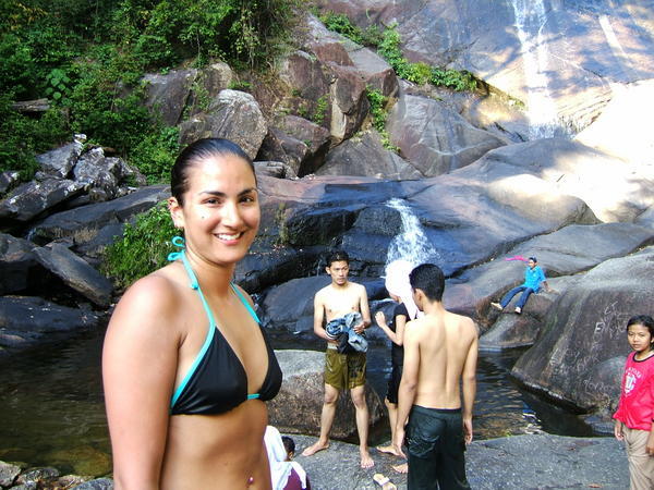 swimming in the waterfall!