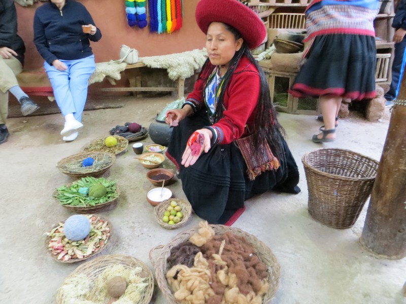 Demonstration of dyeing the alpaca fabric