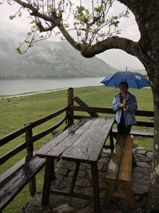It was wet all day - the glacier lake is behind me and we are 1,200 metres high, above some clouds