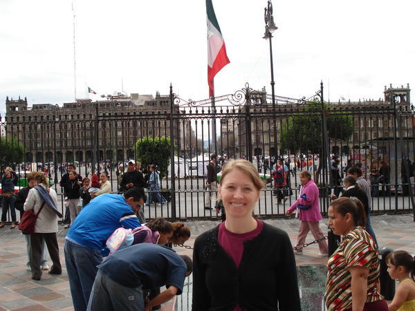 Emily in front of the Zocalo