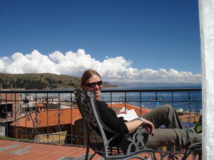 On the shore of Lake Titicaca