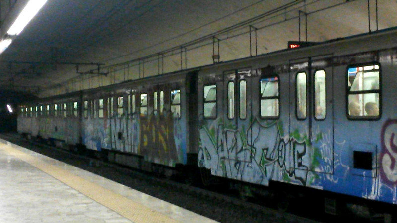 Graffiti on the subway train