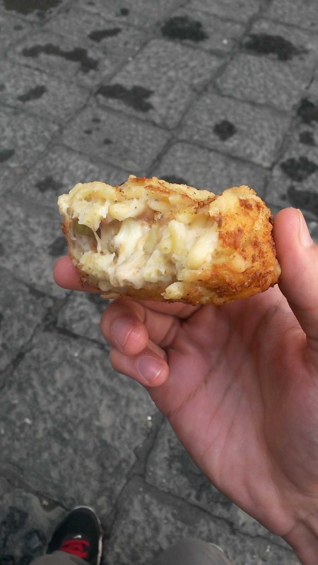 Delicious fried mac and cheese ball with beef