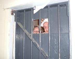 James and i in our cell bedroom for the night - no joke!
