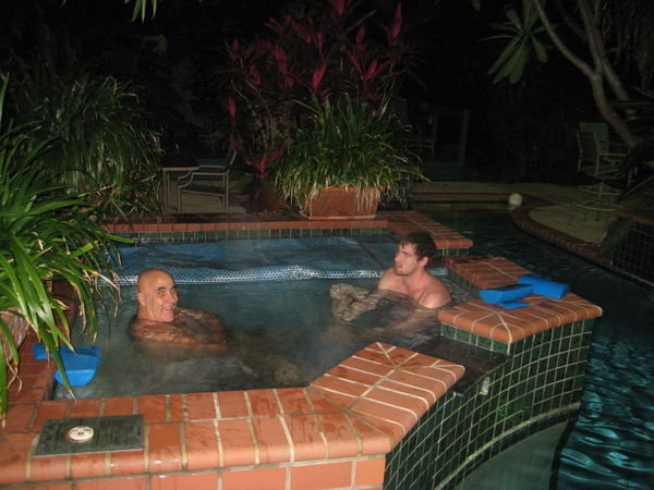 Boys in the spa at Greenhouse Inn