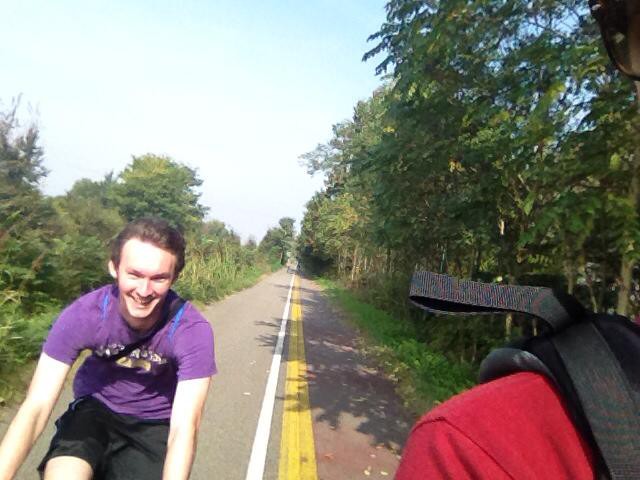 Weber took some selfies while biking after seeing me do it. NBD, im a trend setter